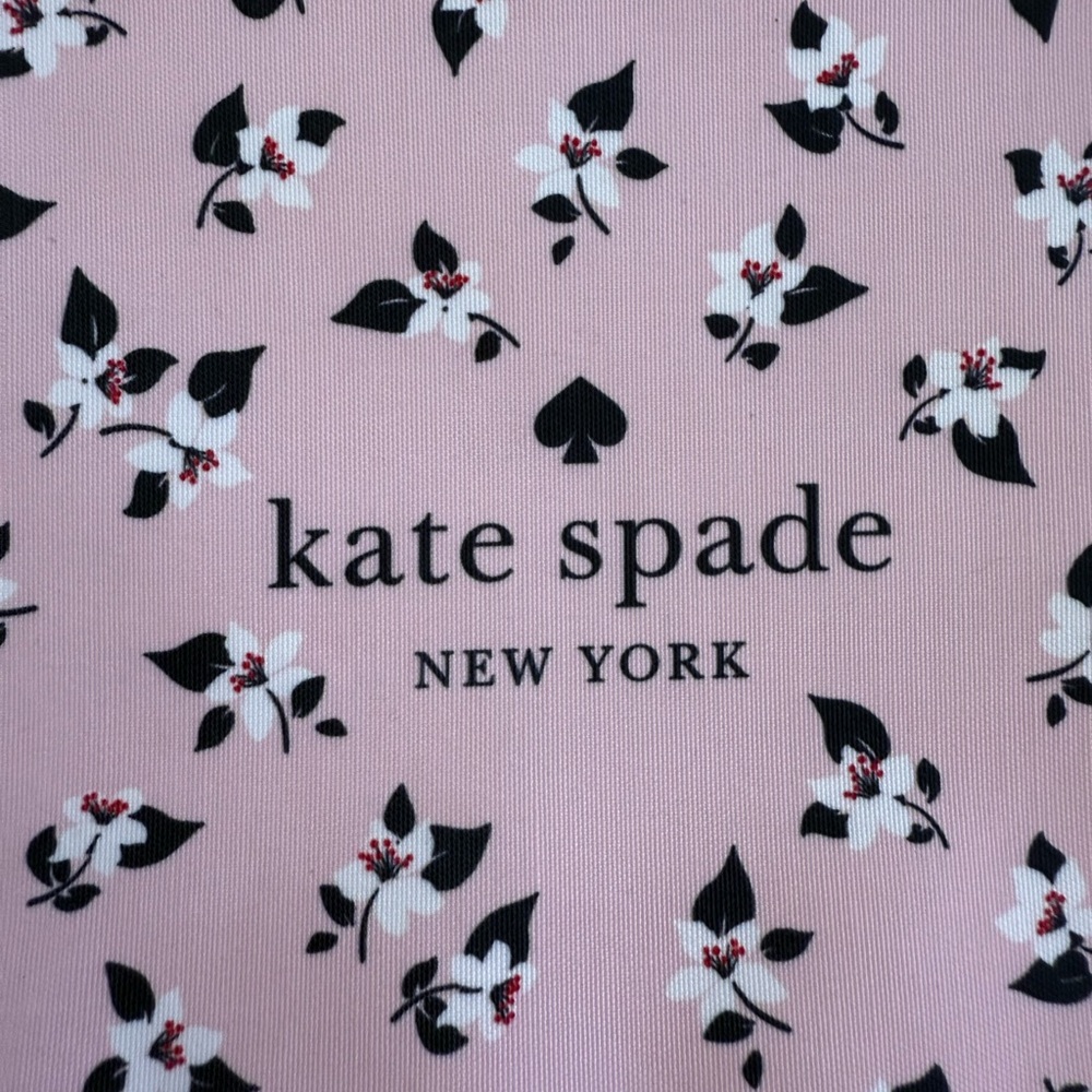 New Kate Spade ♠️ Large Zip Canvas Pouch Pink Makeup Bag - Picture 4 of 5